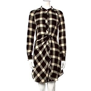 Derek Lam 10 Crosby Black & Cream Plaid Faux Wrap Dress Size 6
